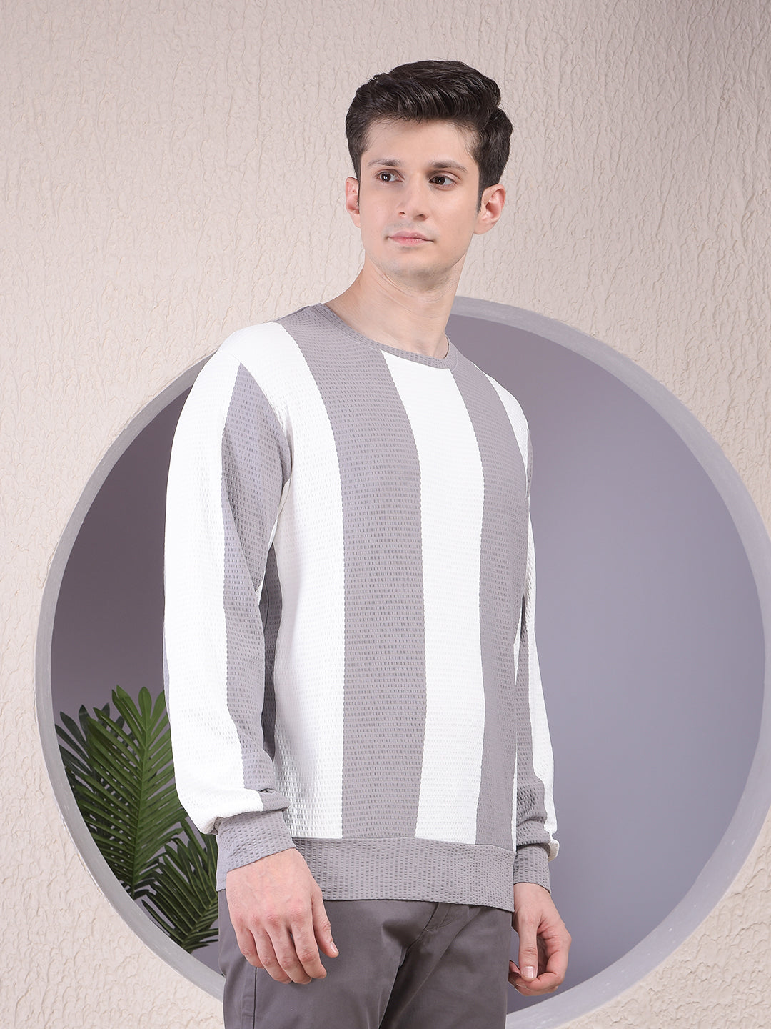Grey Vertical Stripes Sweatshirt