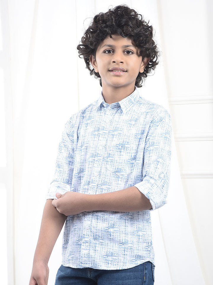 Blue Printed 100% Cotton Shirt