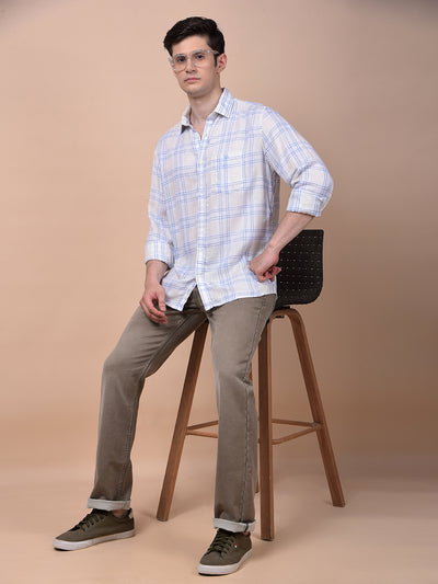 Blue Checked Linen Shirt