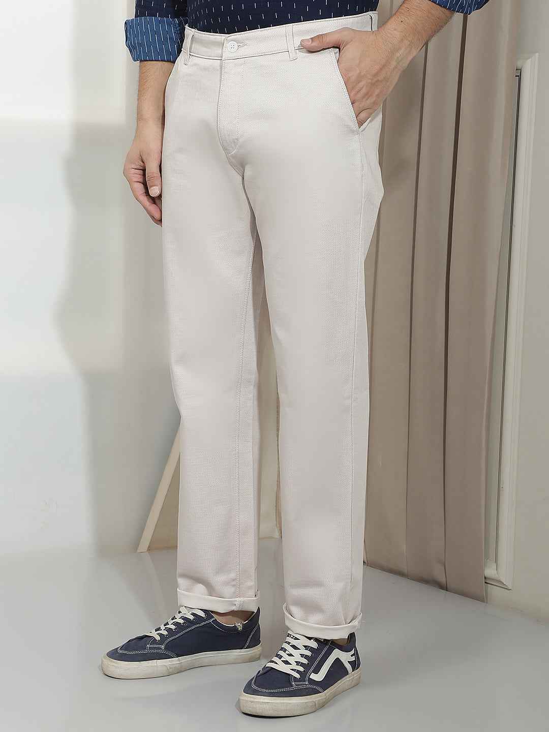 Beige Straight Trousers