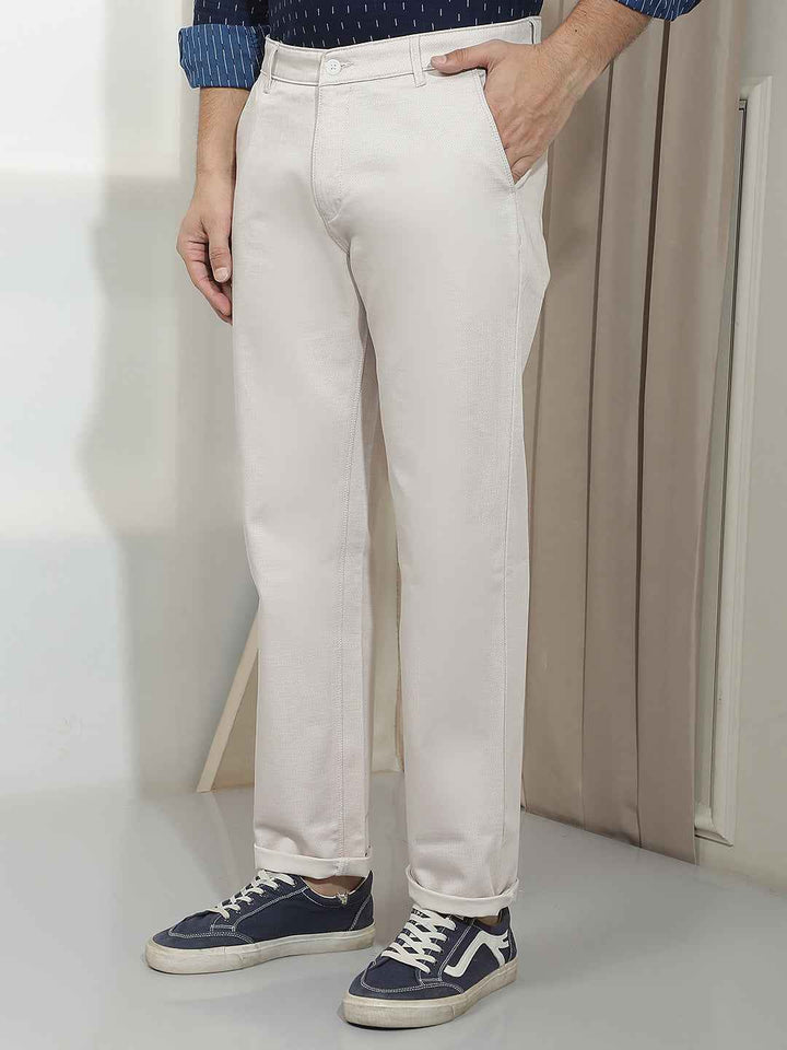 Beige Straight Trousers