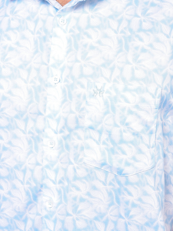 Blue Floral Print Shirt