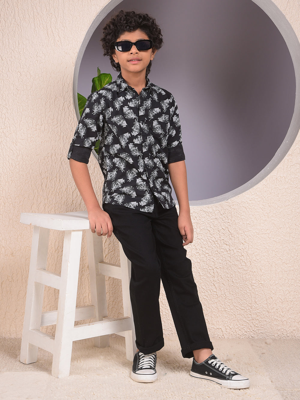 Black Floral Print Shirt