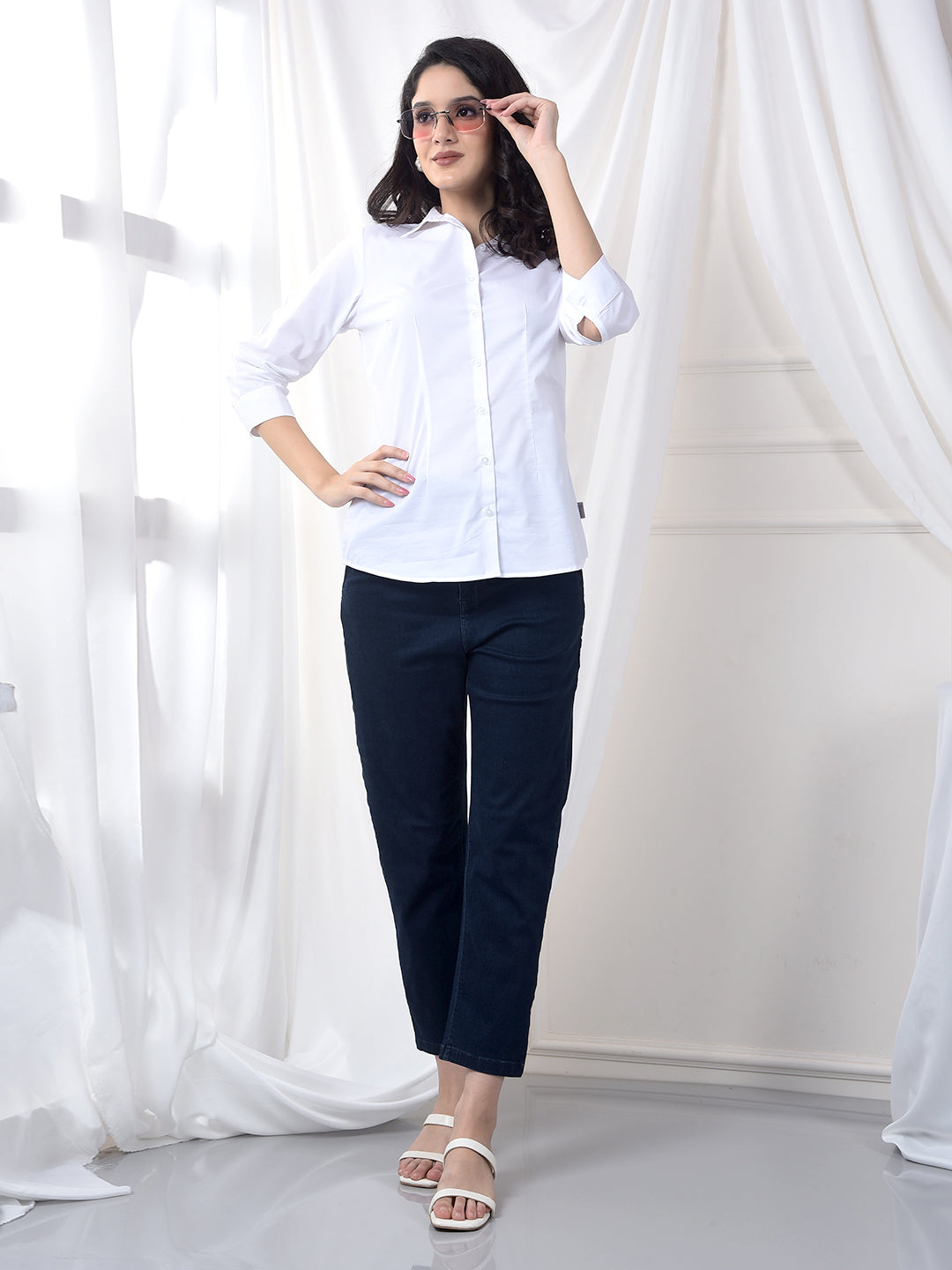 Blue High-Waist Jeans-Women Jeans-Crimsoune Club