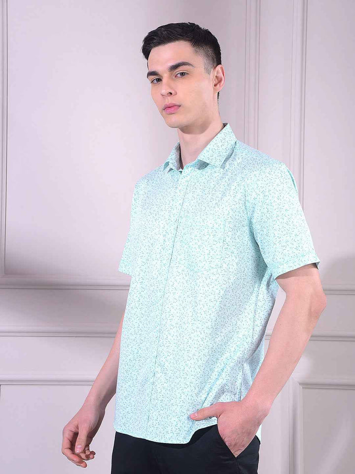 Green Botanical Print Shirt