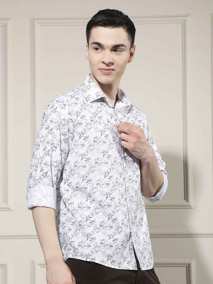 Brown Floral Print Shirt