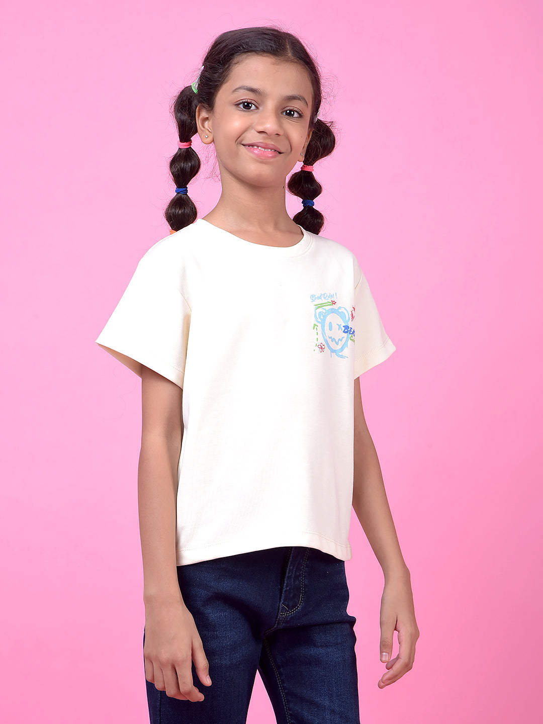 Cream Graphic Print T-Shirt