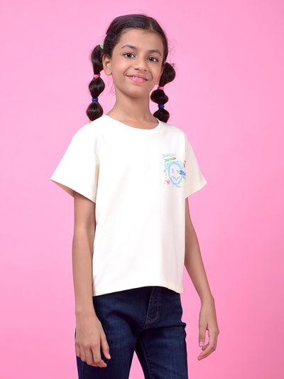 Cream Graphic Print T-Shirt