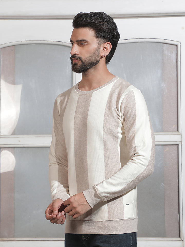 Brown Vertical Striped Sweatshirt