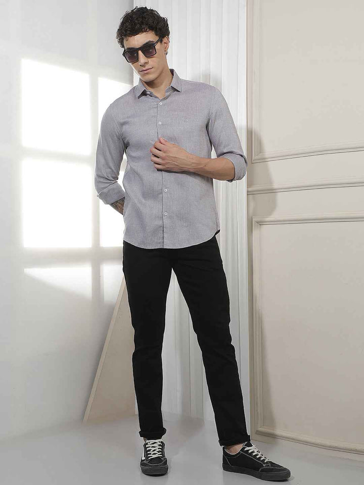Grey Casual Linen Shirt