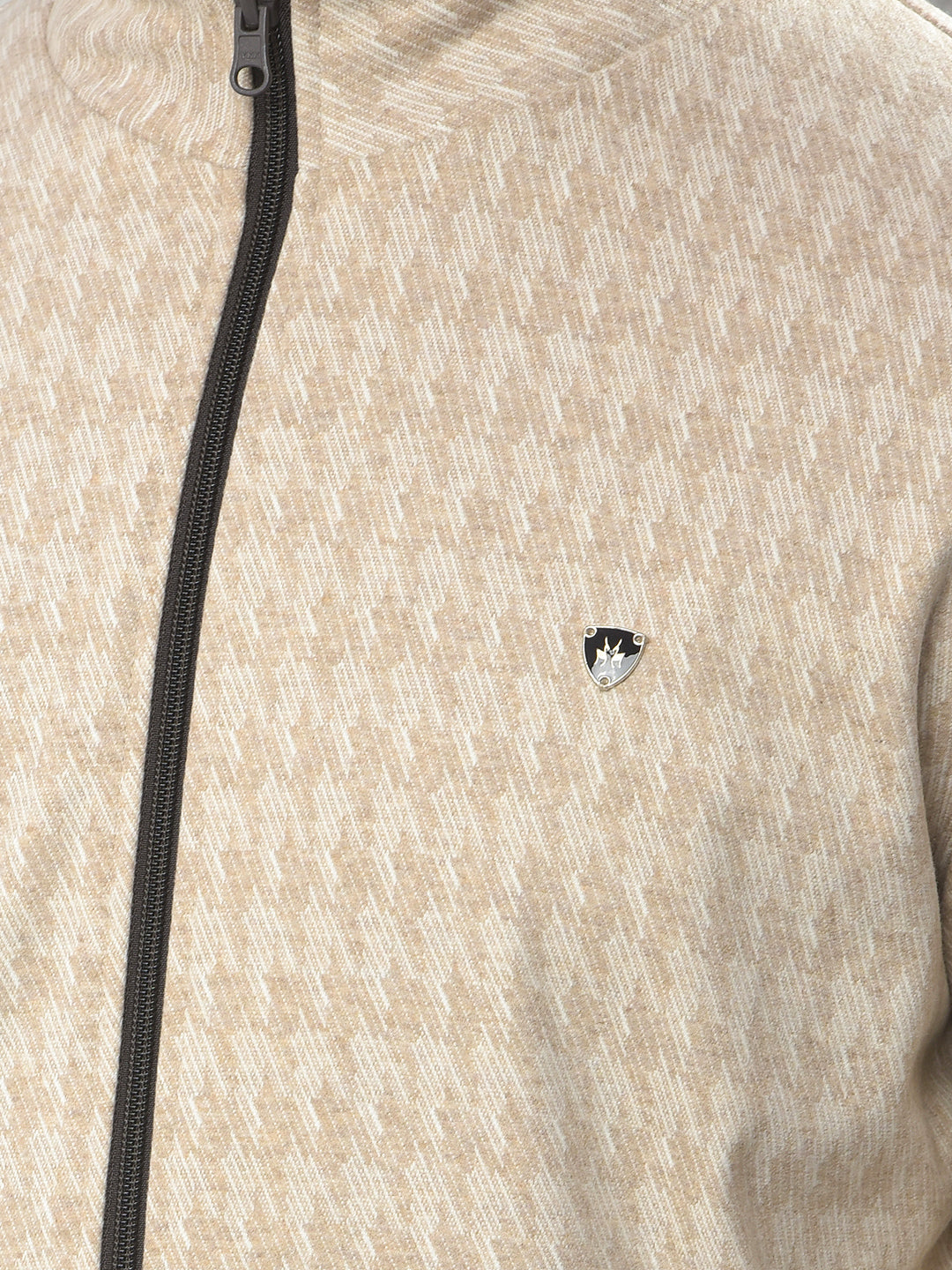 Beige Printed Reversible Jacket