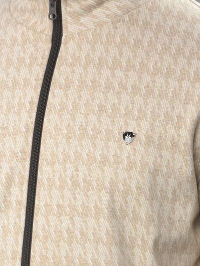 Beige Printed Reversible Jacket