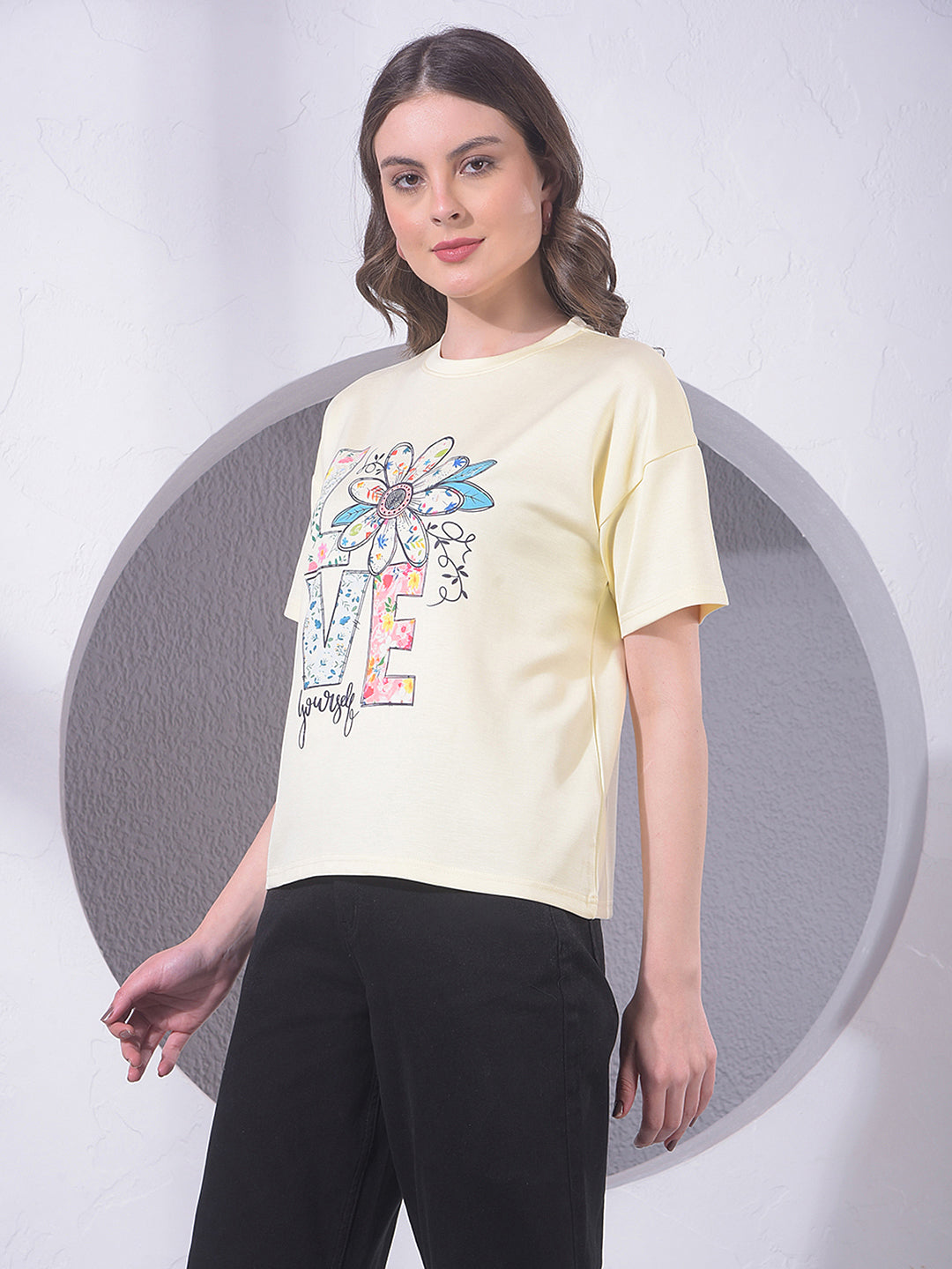 Yellow Typographic Print T-Shirt