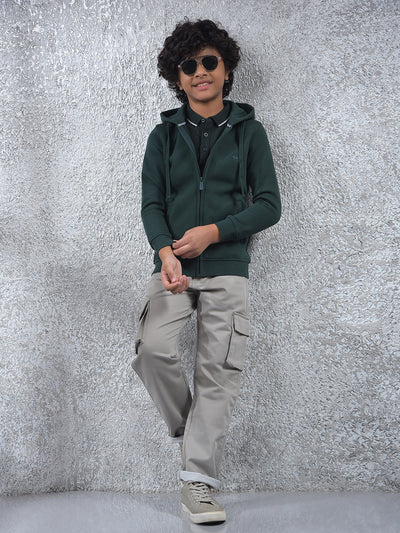 Green Hooded Neck Sweatshirt