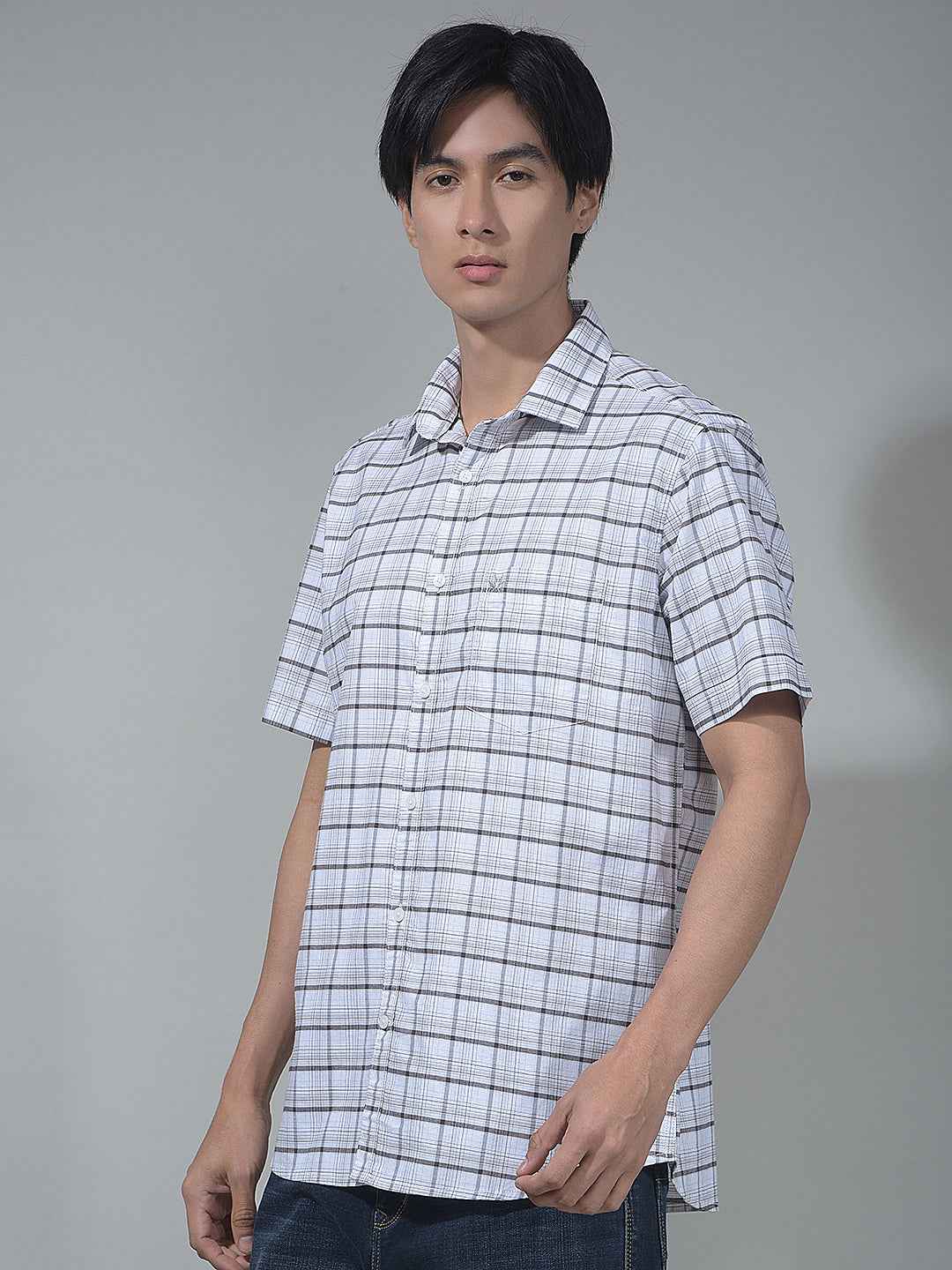 White Checked 100% Cotton Shirt