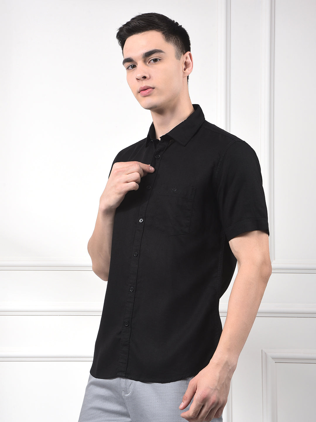 Soft Washed Linen Black Shirt