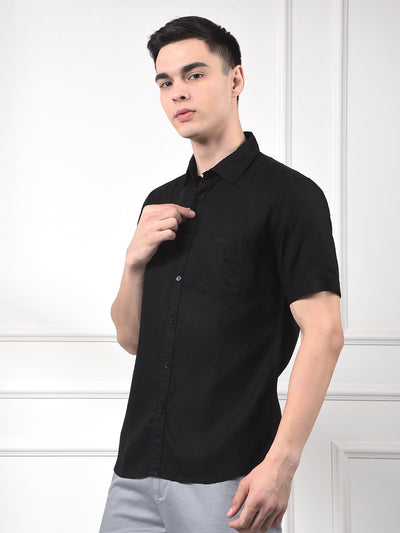 Soft Washed Linen Black Shirt