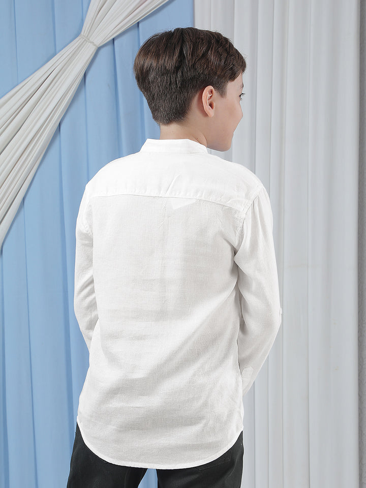 White Linen Mandarin Neck Kurta