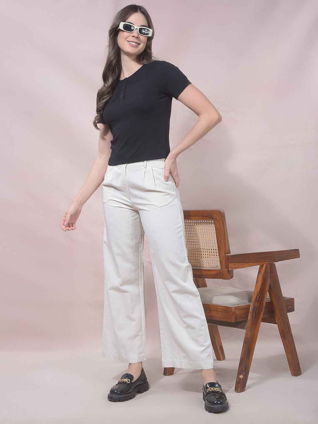 FluxIvory Wide Leg Trousers