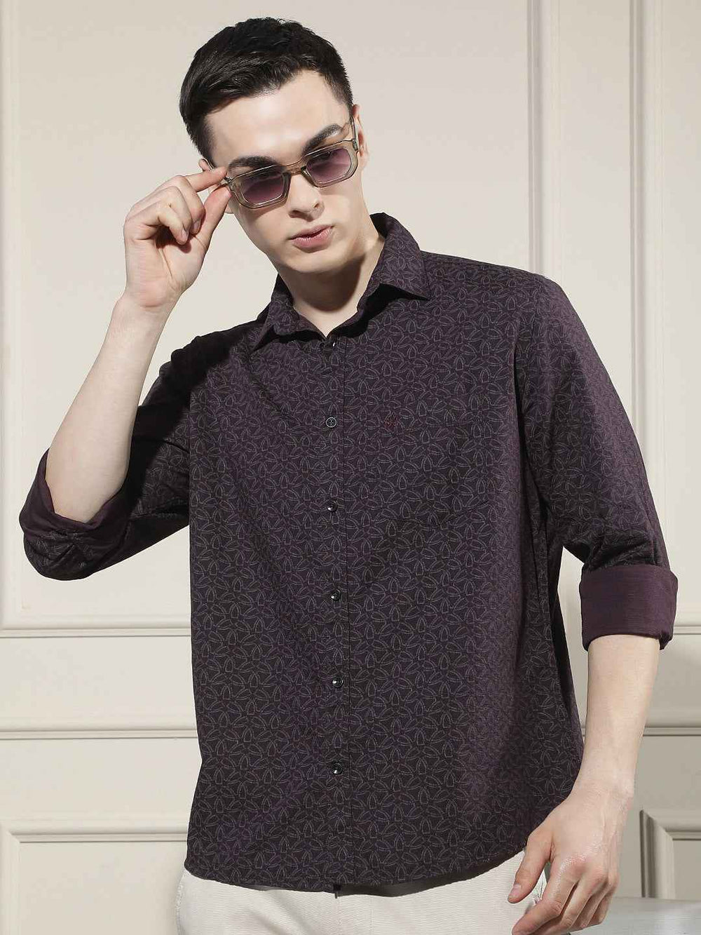 Linen Wine Graphic Print Shirt