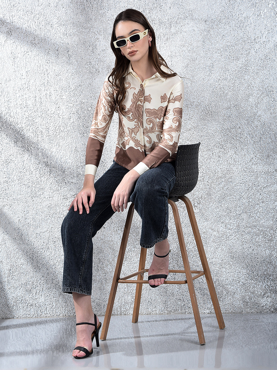 Brown Floral Print Shirt