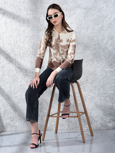 Brown Floral Print Shirt