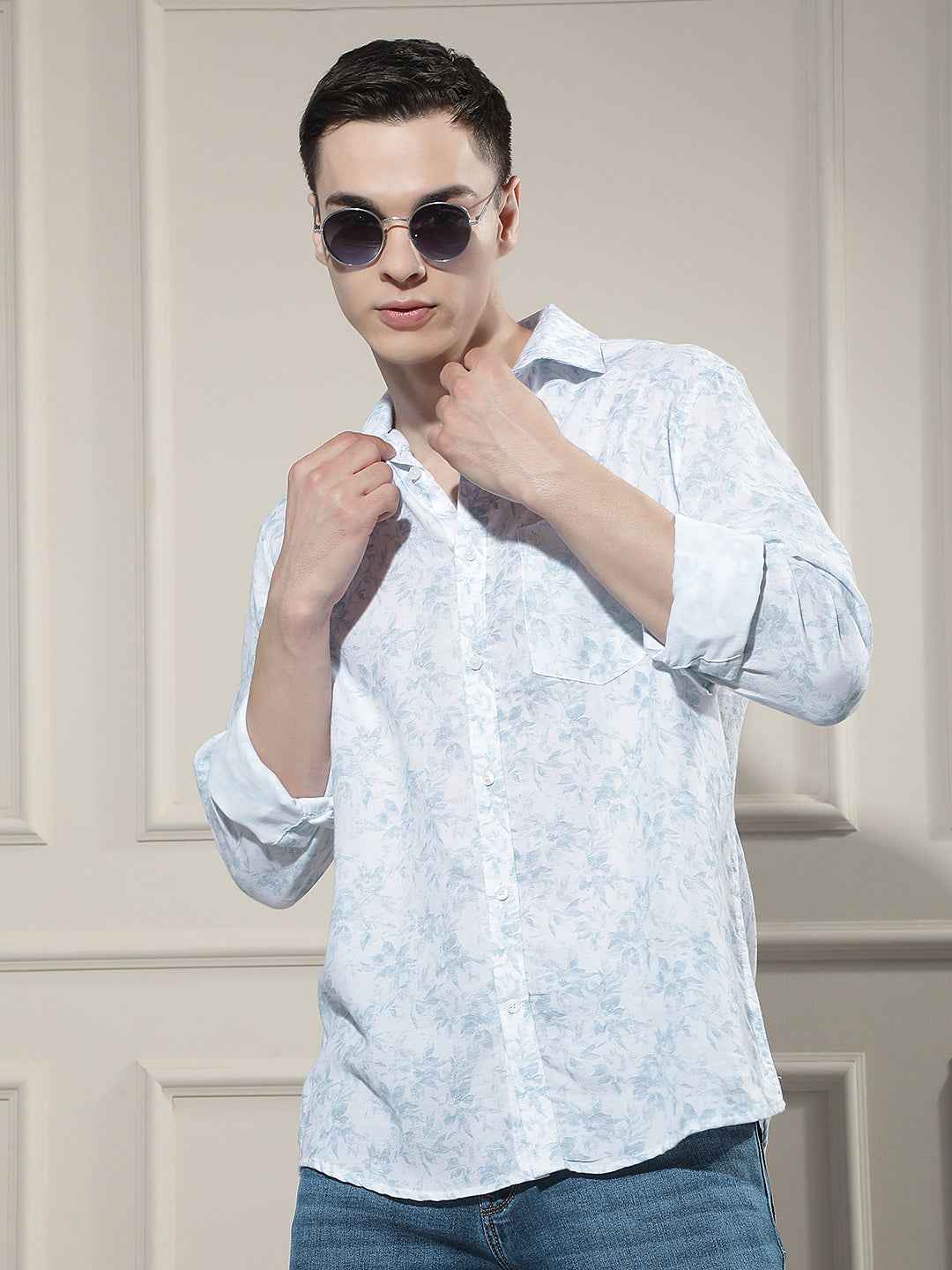 Blue Floral Print Shirt