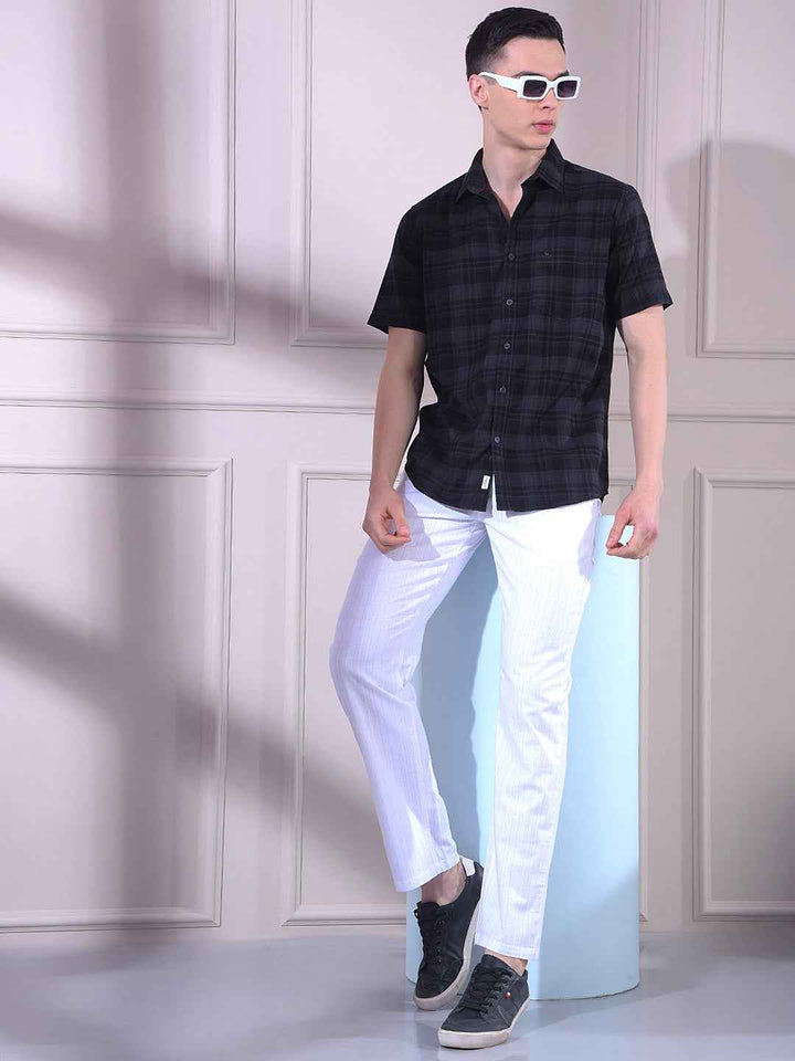 White Vertical Stripes Trousers