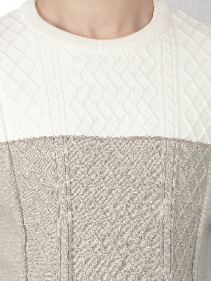 Multicolor Colorblocked Round Neck Sweater
