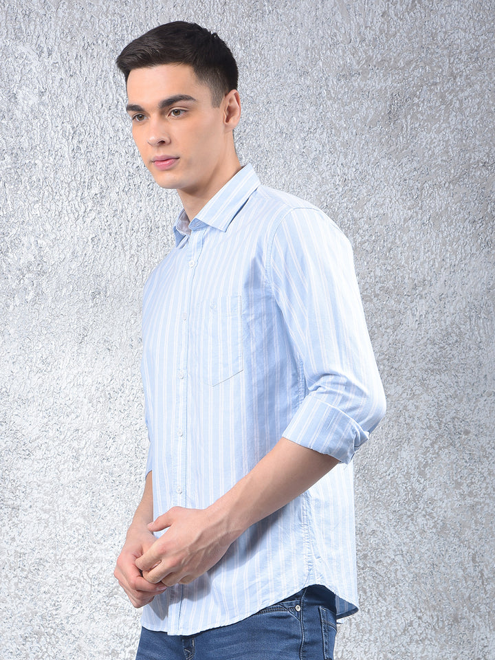 Blue Vertical Stripes 100% Cotton Shirt