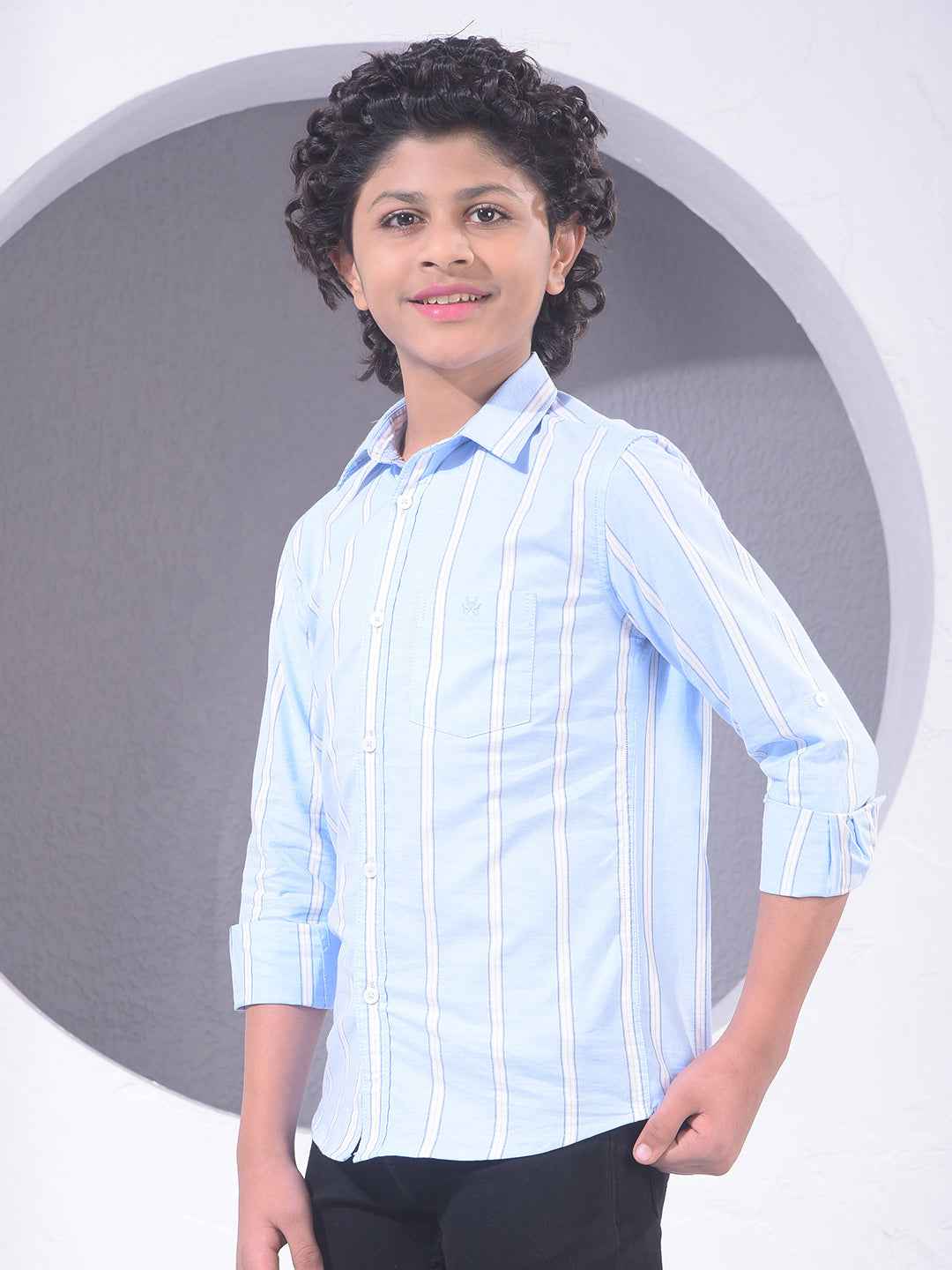 Blue Vertical Stripes 100% Cotton Shirt