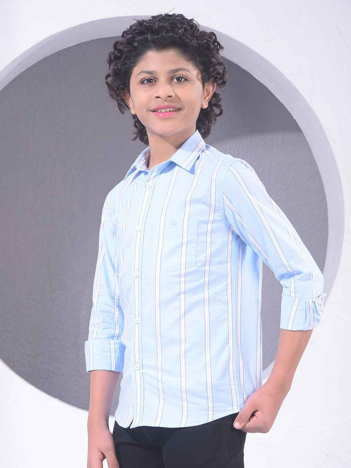 Blue Vertical Stripes 100% Cotton Shirt