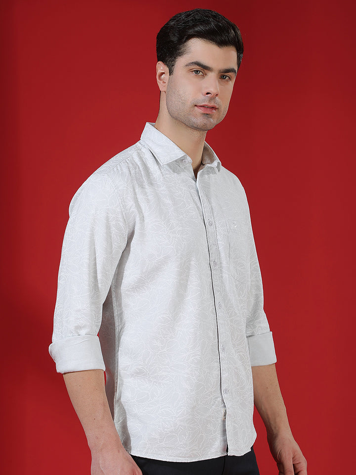 Grey Geometric Print Shirt