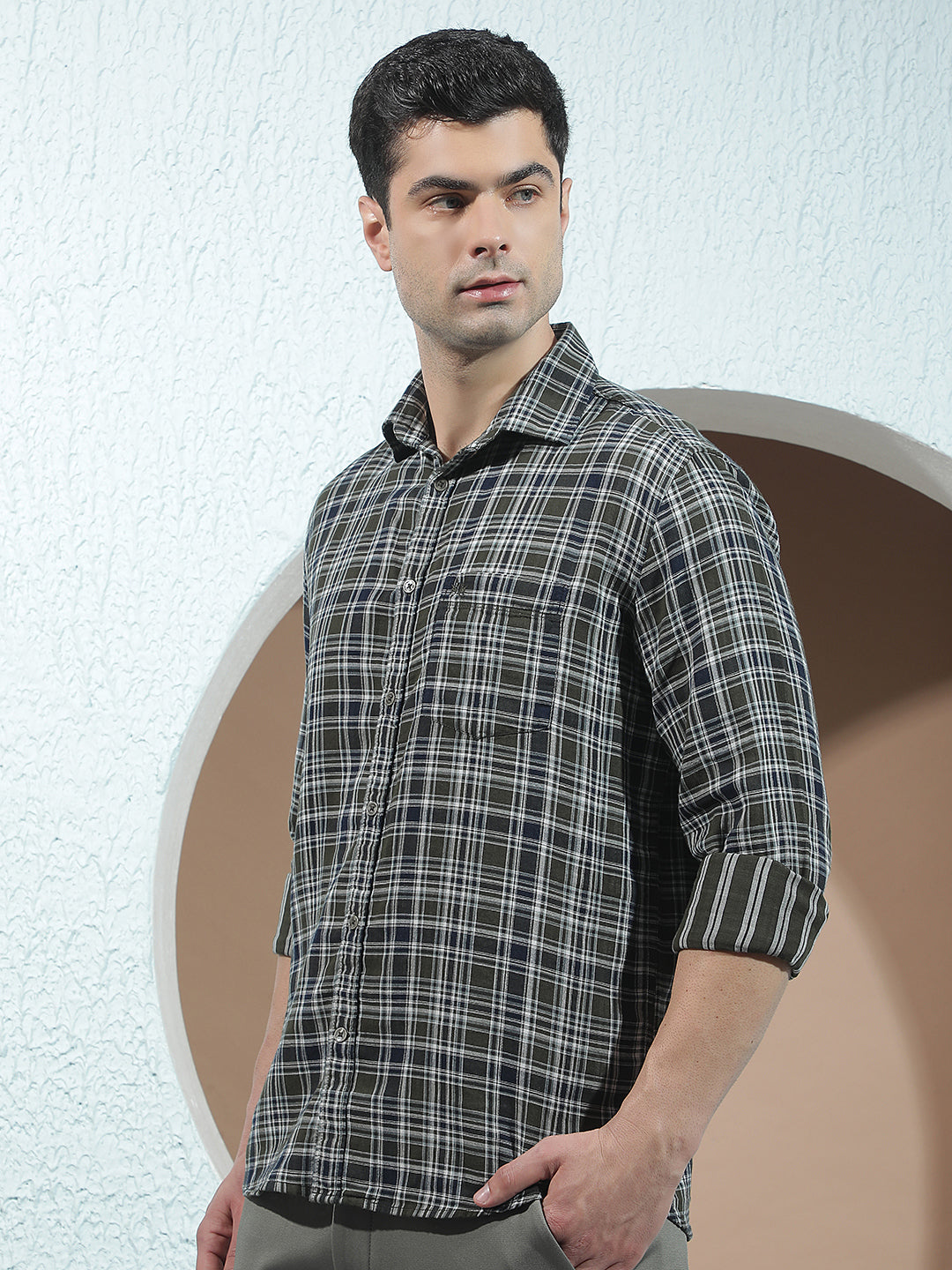 Green 100% Cotton Checked Shirt
