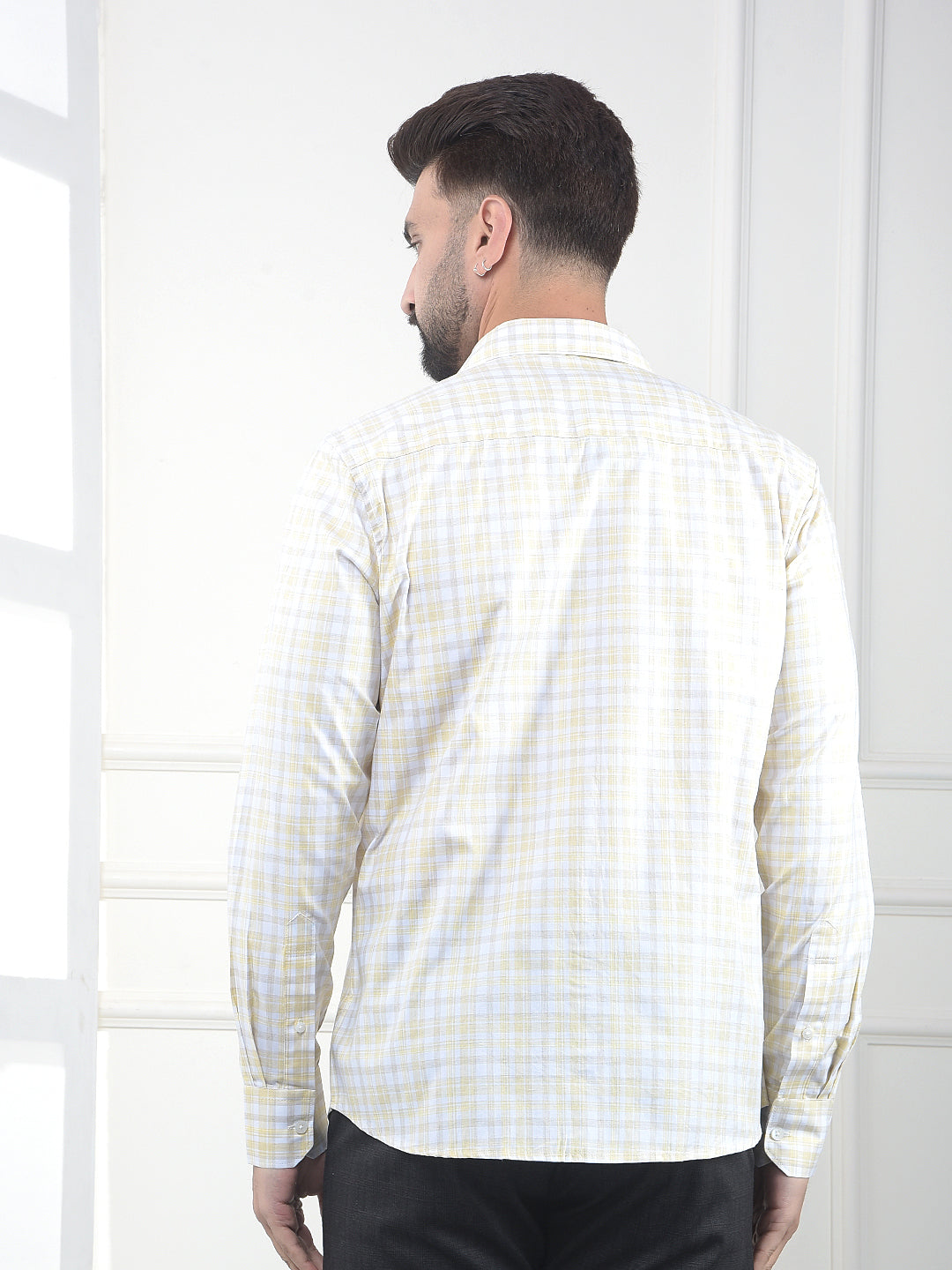 Yellow Checked 100% Cotton Shirt