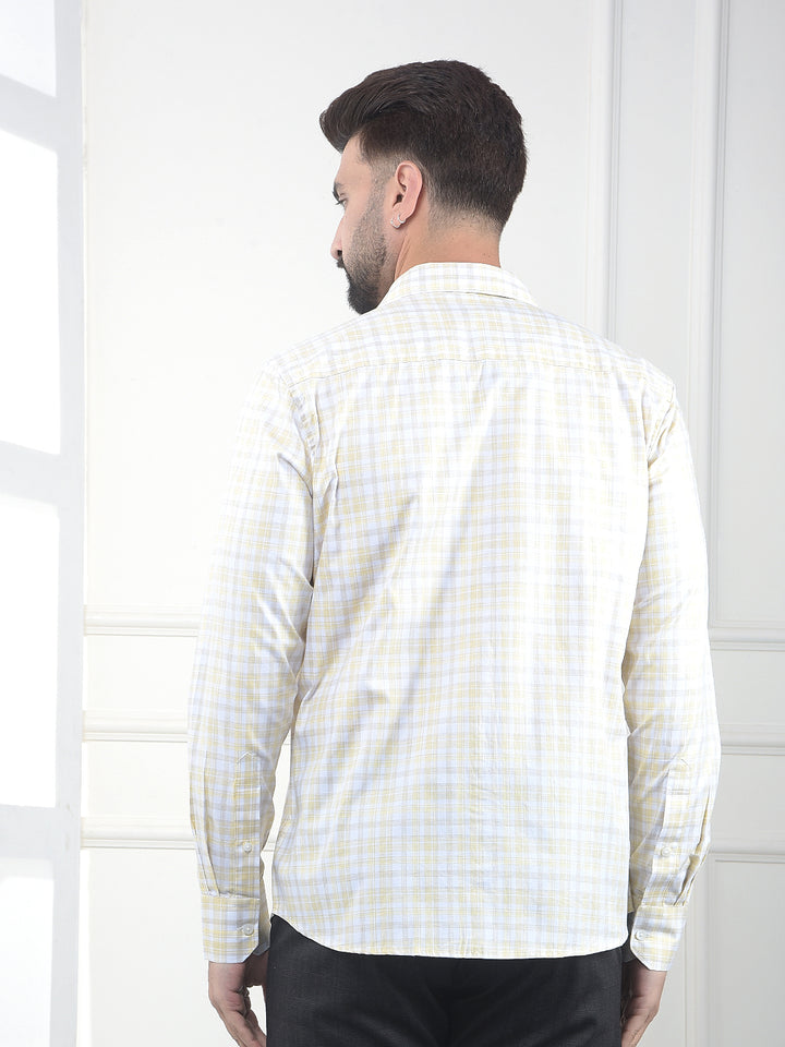 Yellow Checked 100% Cotton Shirt