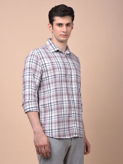 Purple Checked 100% Cotton Shirt