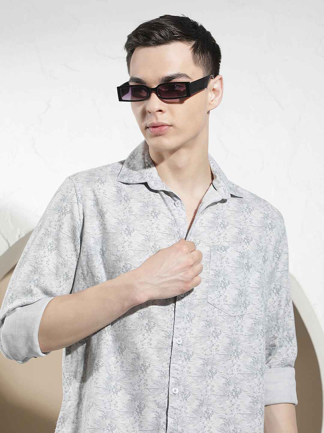 Ivory Grey Printed Shirt