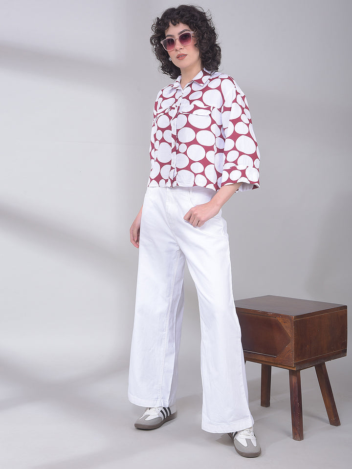 White 100% Cotton Wide-Leg Jeans