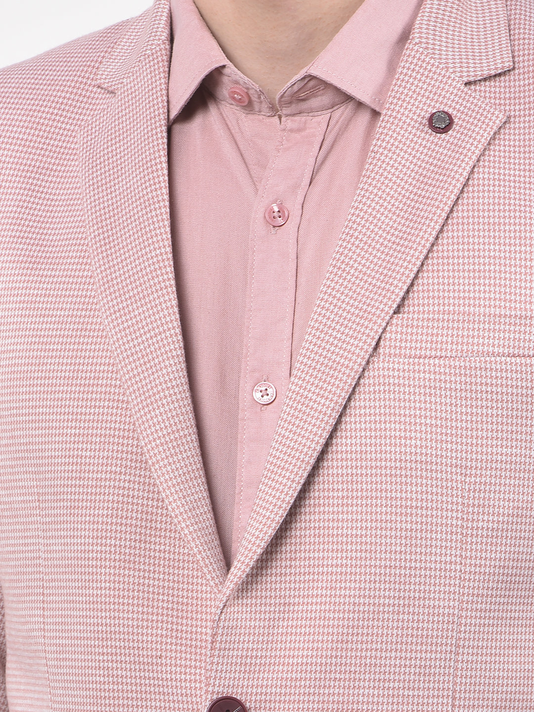 Pink Notched Lapel Single-Breasted Blazer