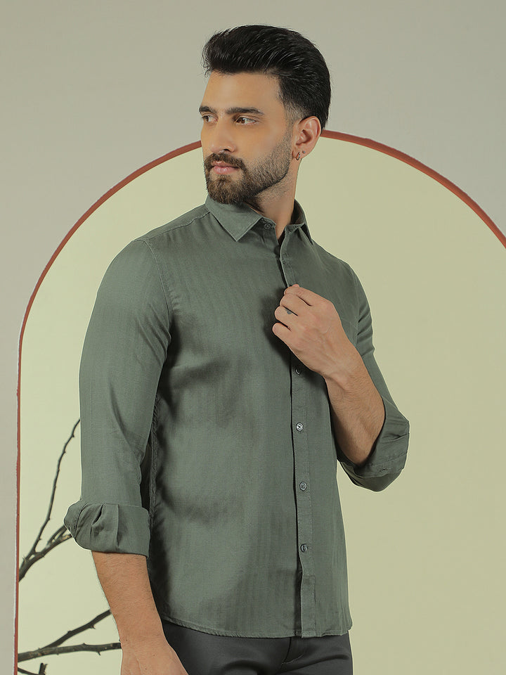 Green Vertical Stripes Shirt