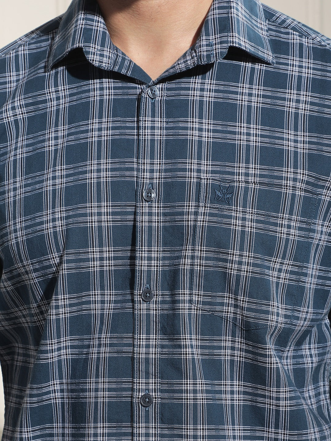 Blue Checked 100% Cotton Shirt
