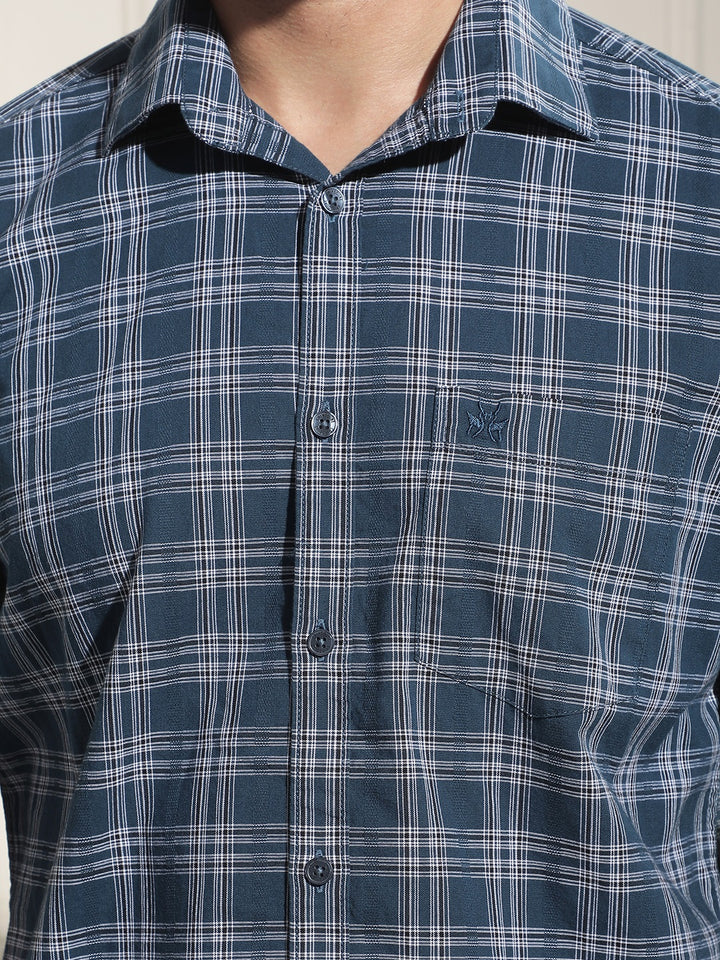 Blue Checked 100% Cotton Shirt