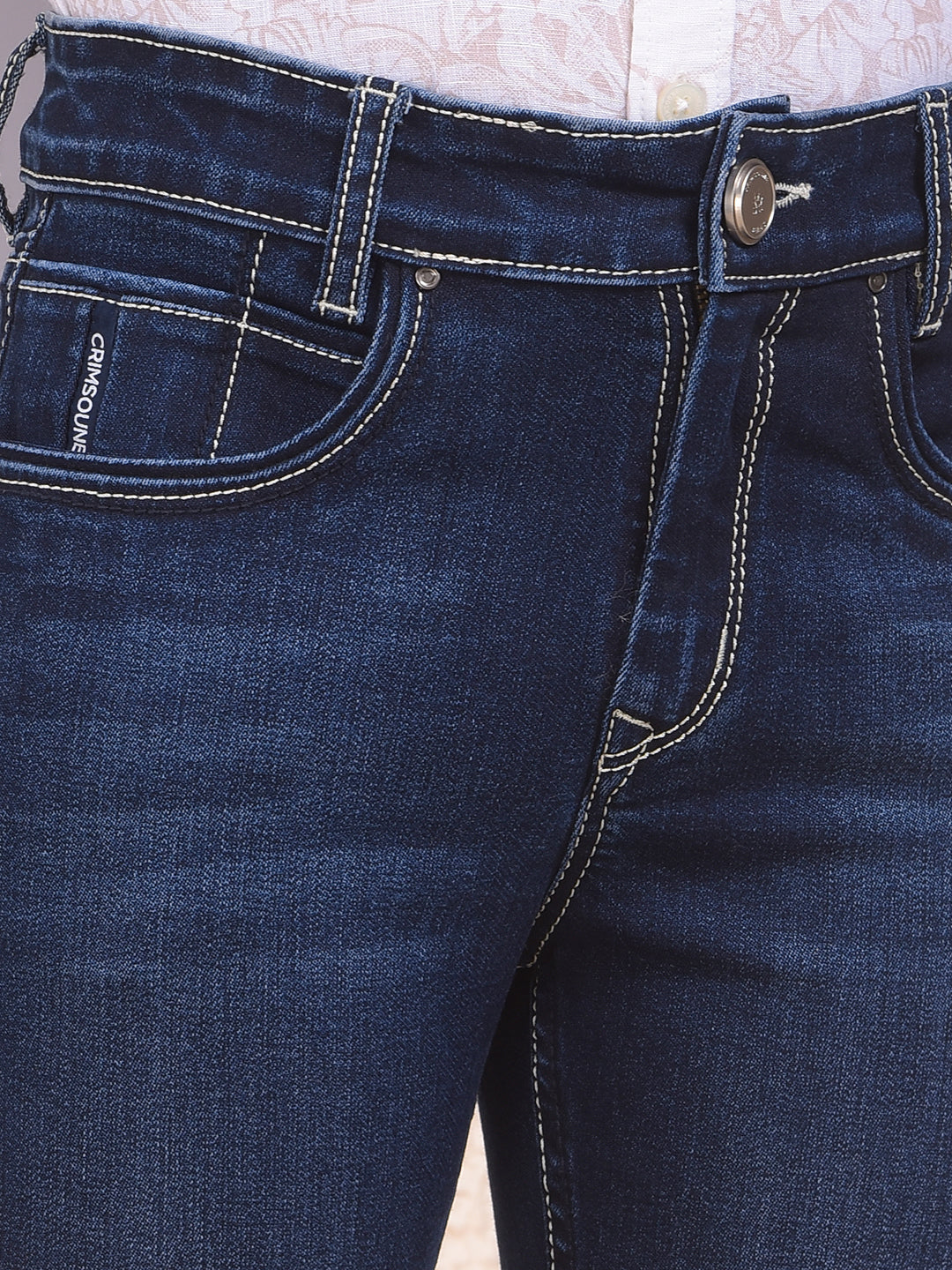 Edgy Dark Wash Navy Blue Jeans