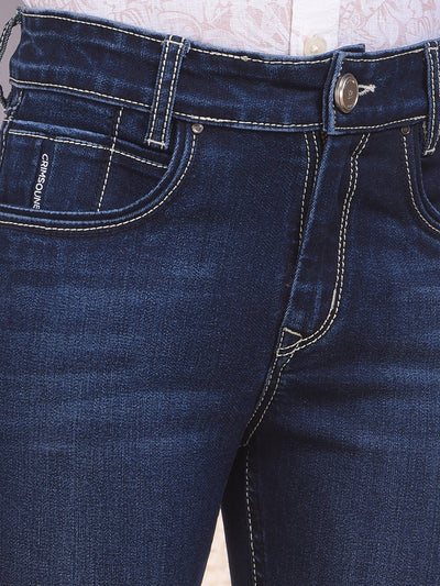 Edgy Dark Wash Navy Blue Jeans