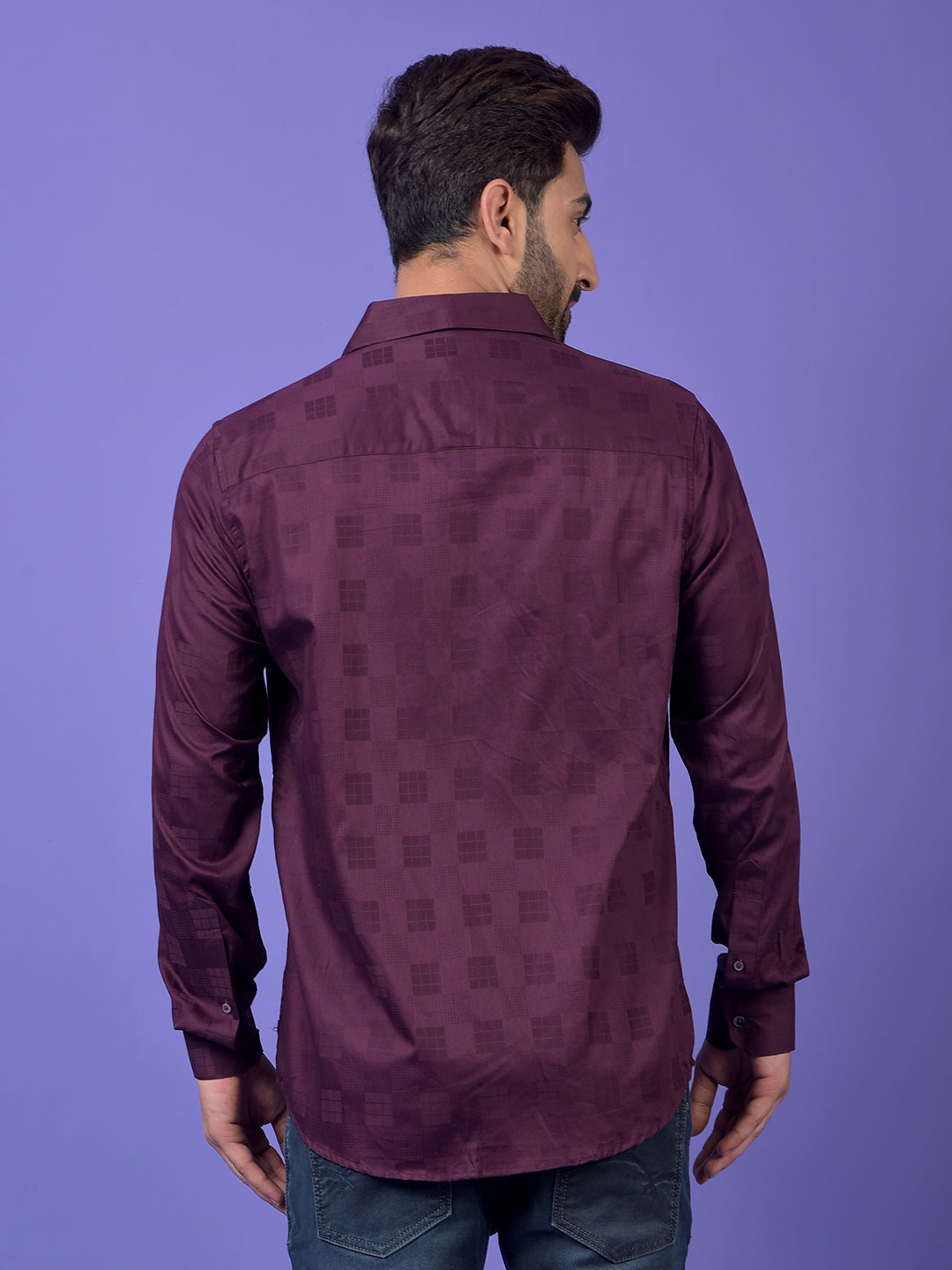 Wine Printed 100% Cotton Shirt
