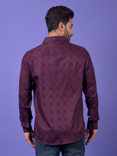 Wine Printed 100% Cotton Shirt