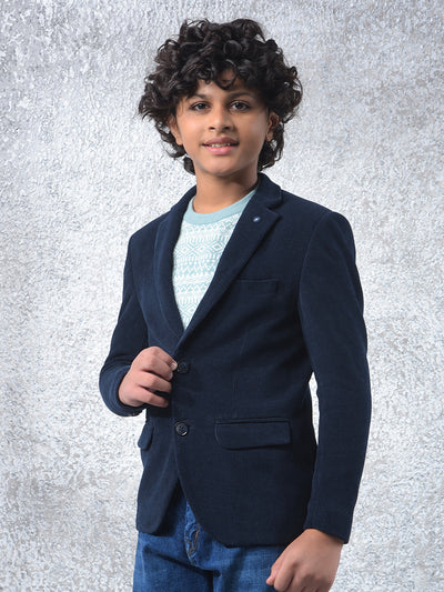 Navy Blue Notched Lapel Blazer