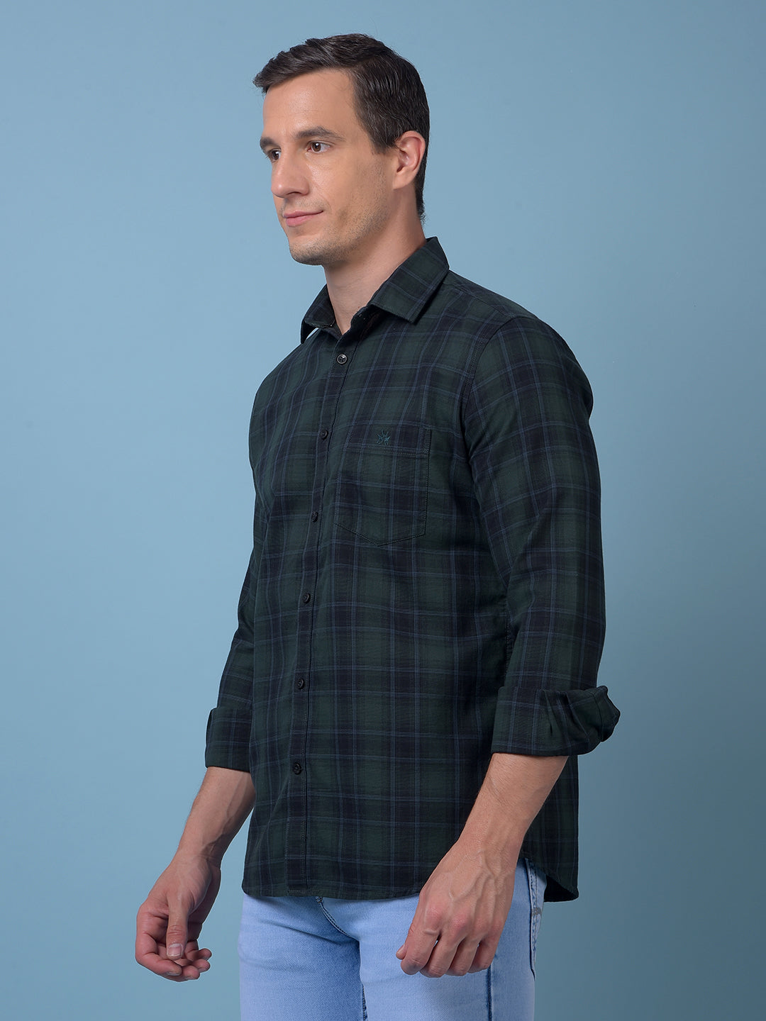 Green Checked 100% Cotton Shirt