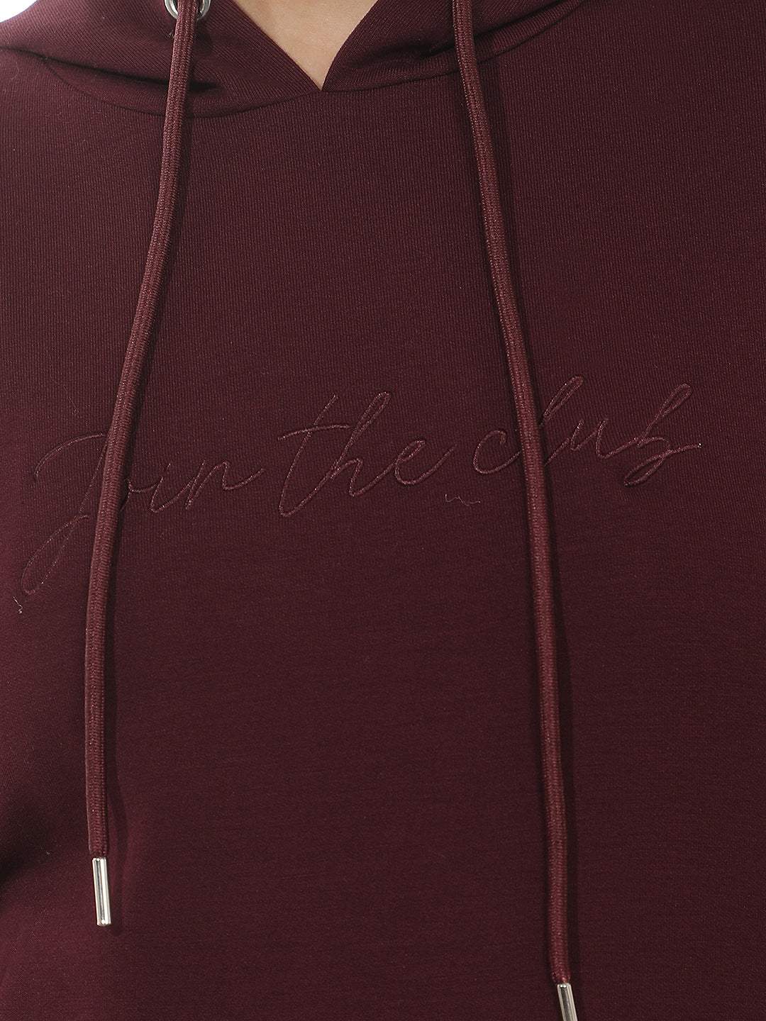 Wine Typographic Print Hooded Sweatshirt